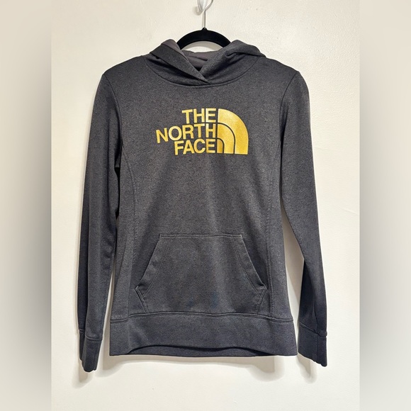 The North Face Tops - The North Face Dark Gray Hoodie with Gold Small